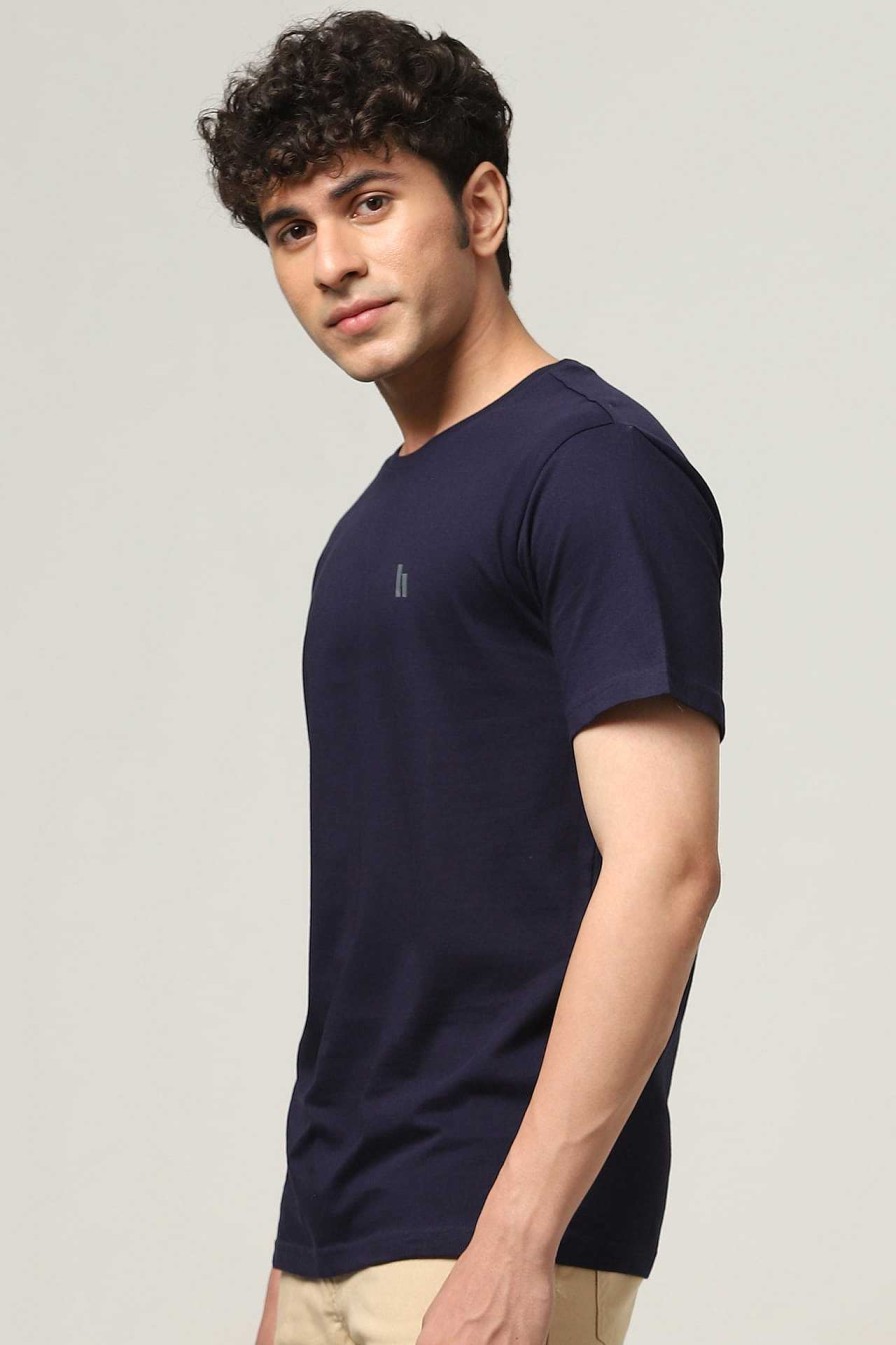 Peculiar Halfmoon | Navy Solid T-Shirt