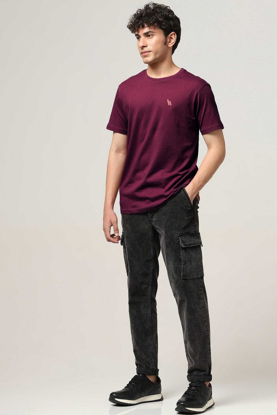 Admired Halfmoon | Maroon Solid T-Shirt