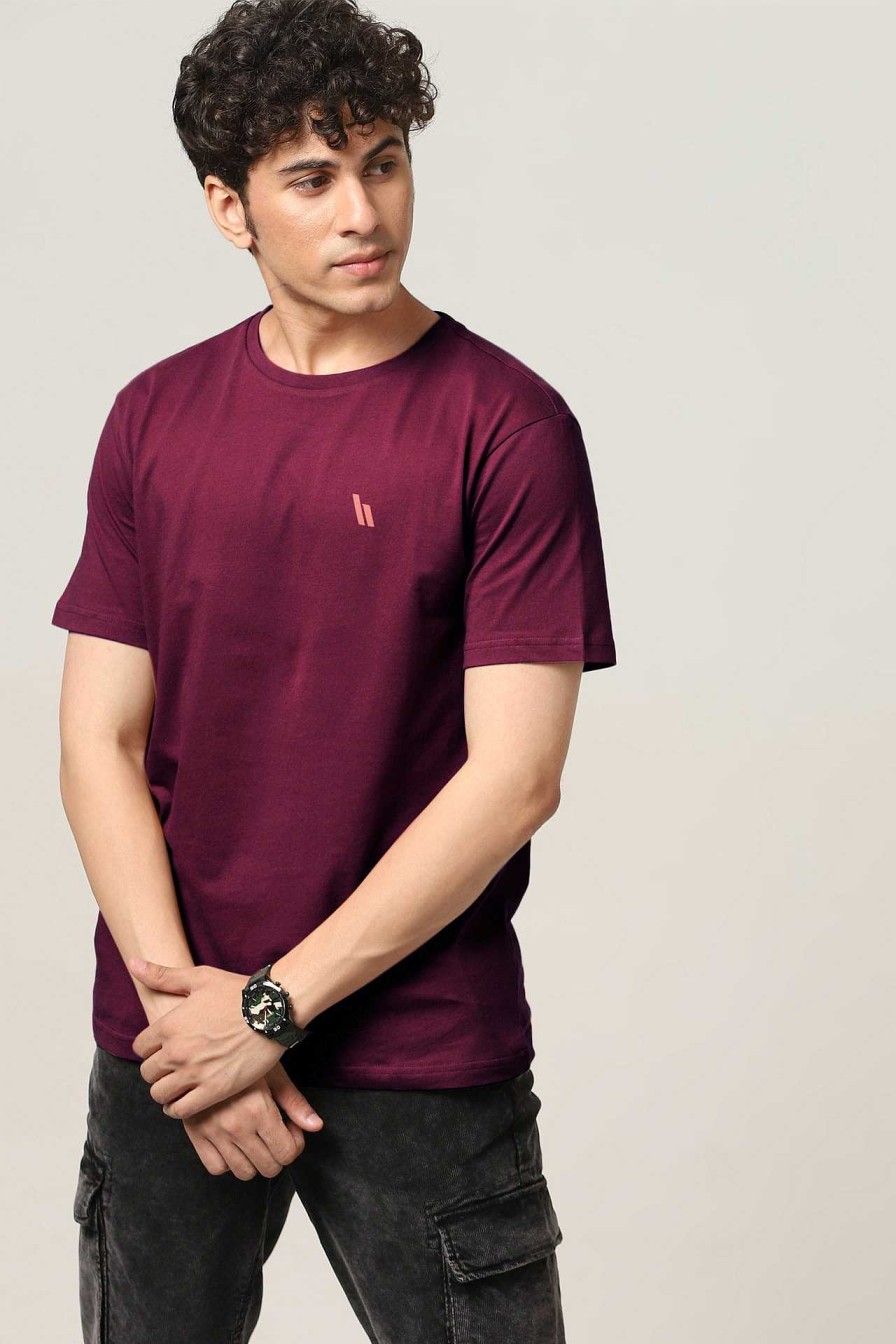 Admired Halfmoon | Maroon Solid T-Shirt