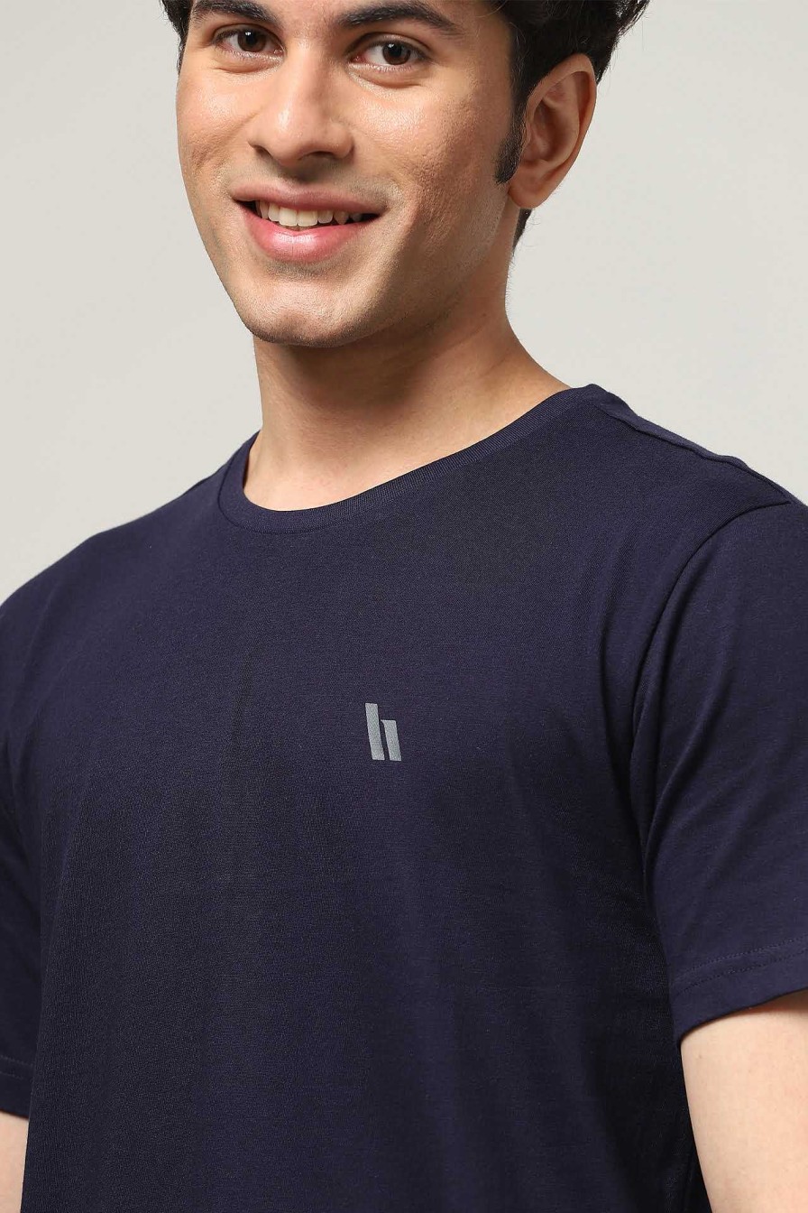 Admired Halfmoon | Navy Solid T-Shirt