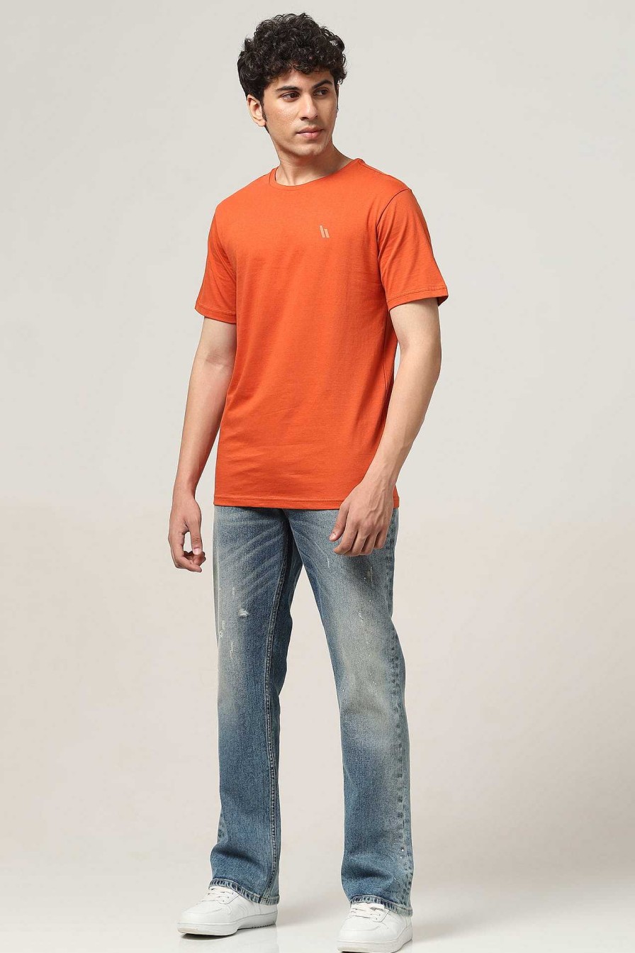 Admired Halfmoon | Orange Solid T-Shirt