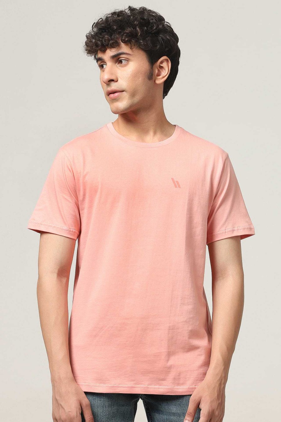 Peculiar Halfmoon | Peach Pink Solid T-Shirt