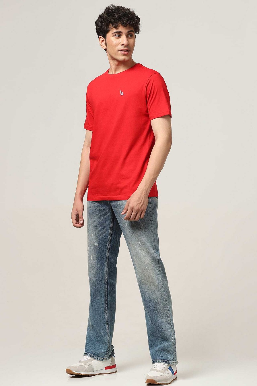 Admired Halfmoon | Red Solid T-Shirt