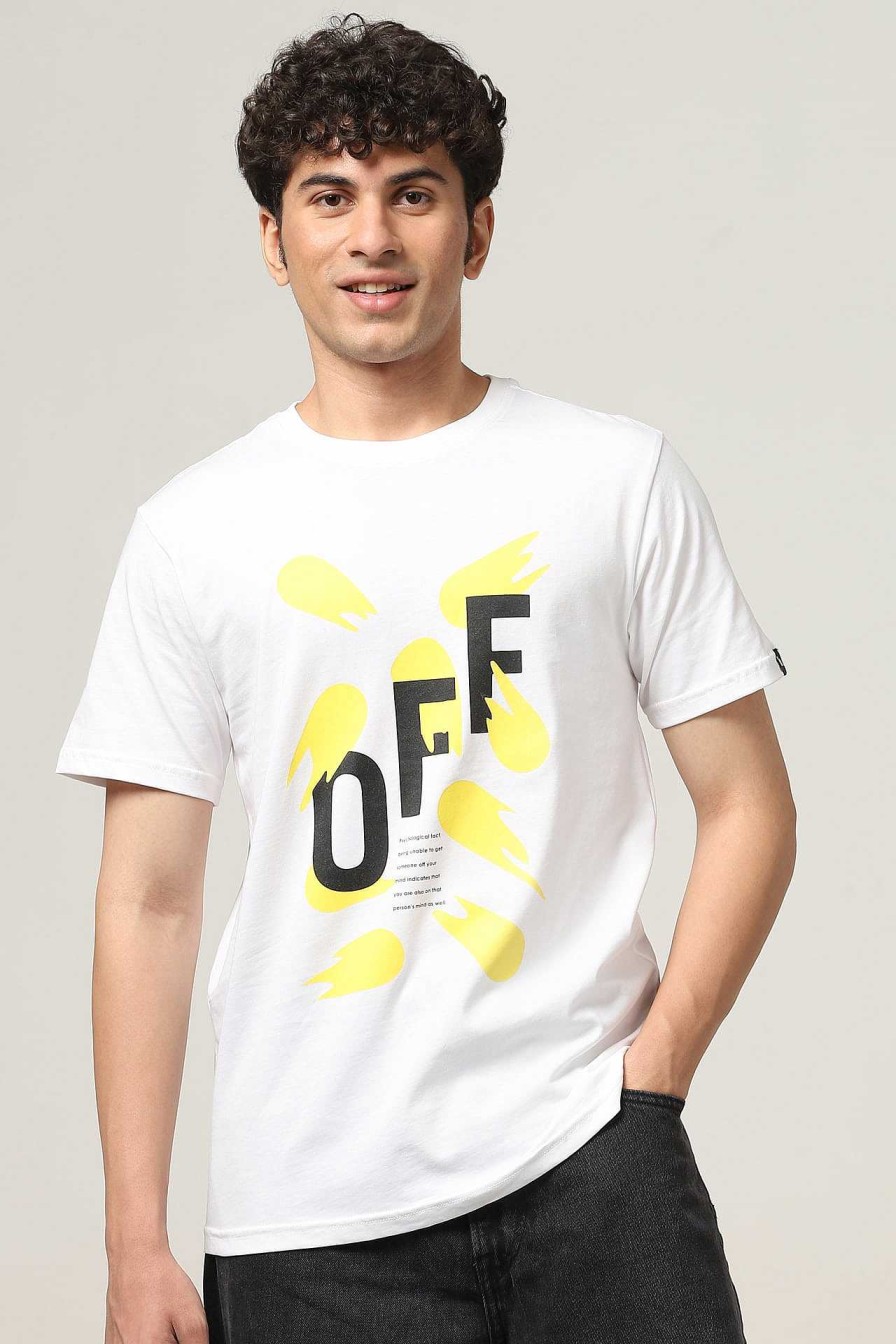 Top Wear Halfmoon | White Printed T-Shirt