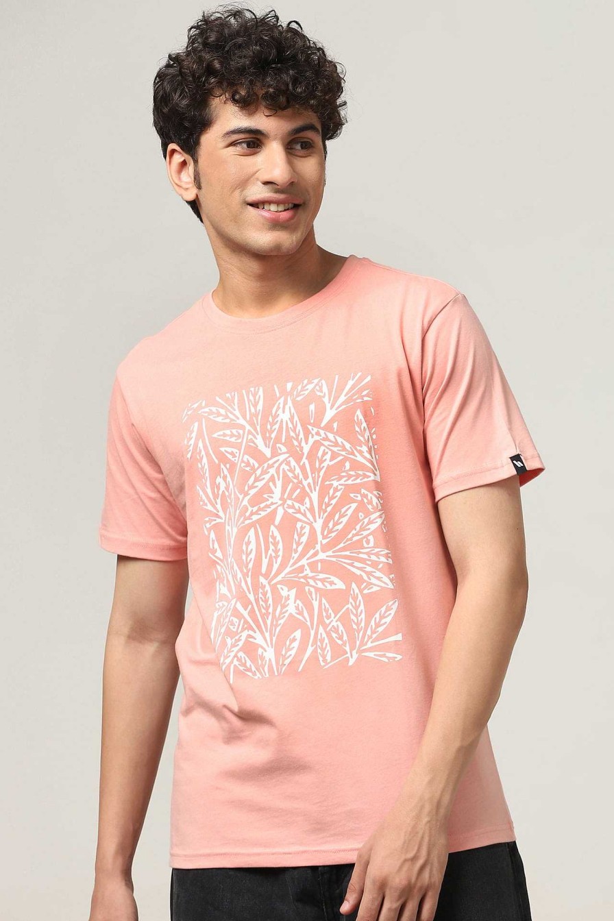 Premium Halfmoon | Peach Pink Printed T-Shirt