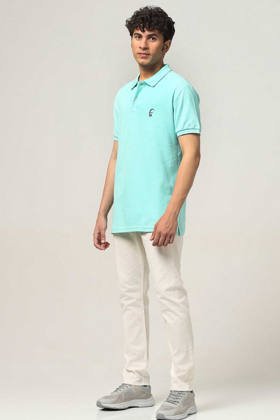 Top Wear Halfmoon | Knitted Mint Polo