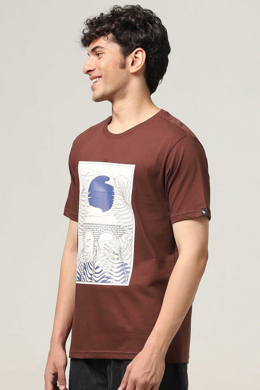 Premium Halfmoon | Brown Printed T-Shirt