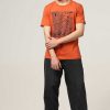 Top Wear Halfmoon | Orange Printed T-Shirt