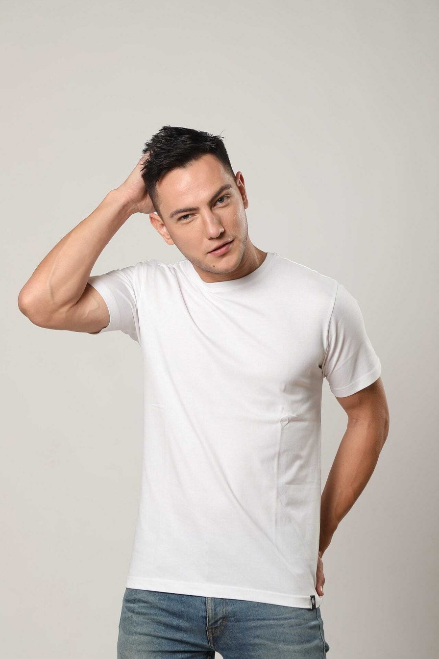 Admired Halfmoon | White Solid T-Shirt