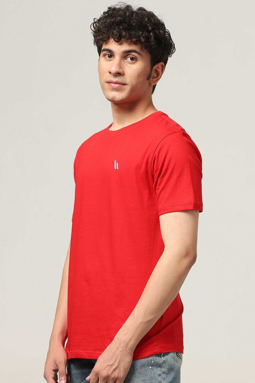 Peculiar Halfmoon | Red Solid T-Shirt