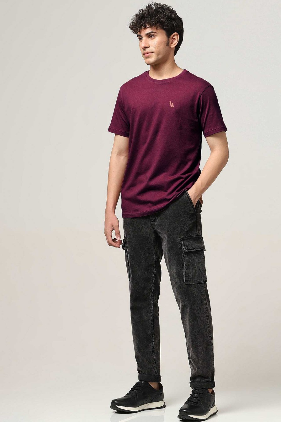 Top Wear Halfmoon | Maroon Solid T-Shirt