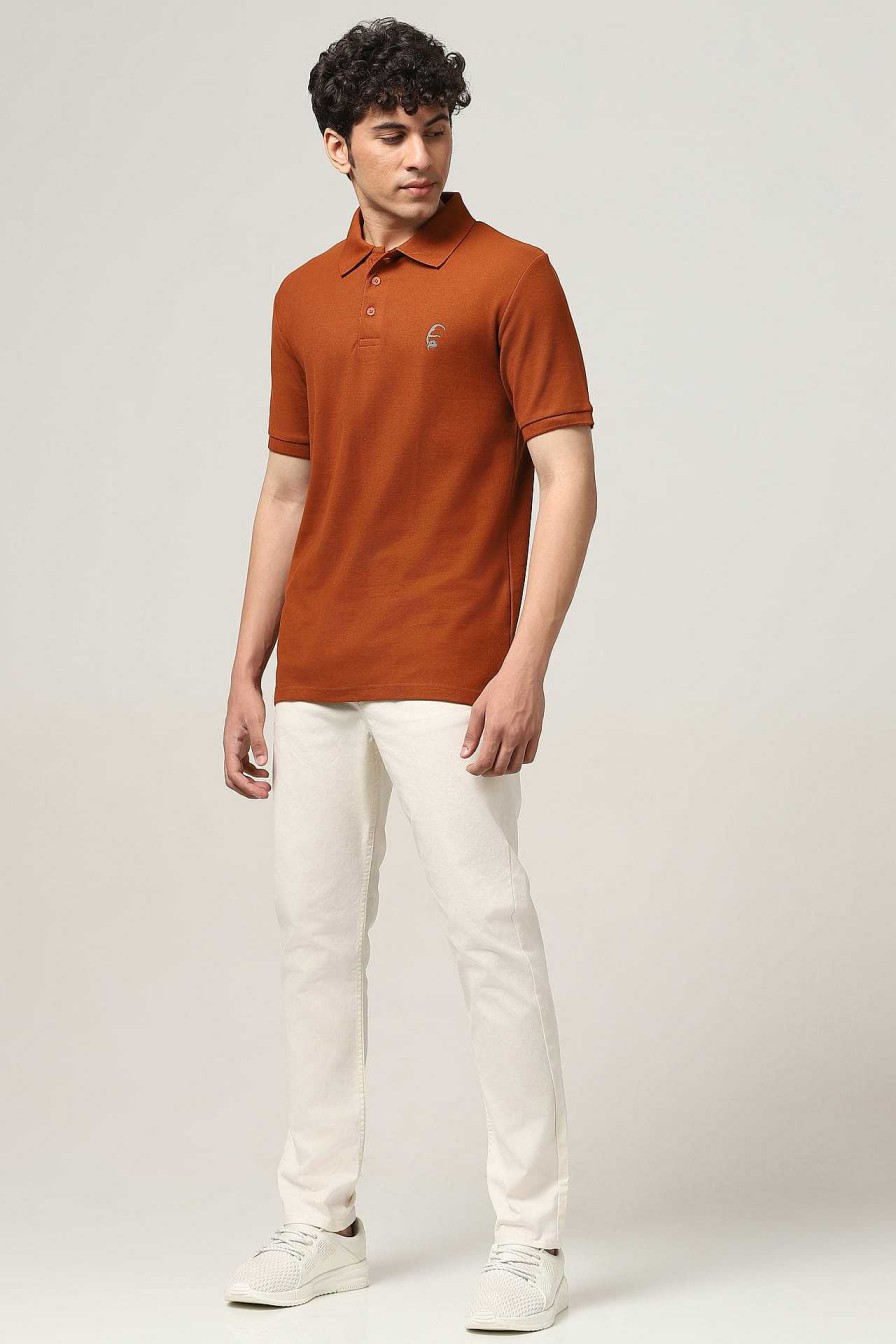 Top Wear Halfmoon | Knitted Rust Polo