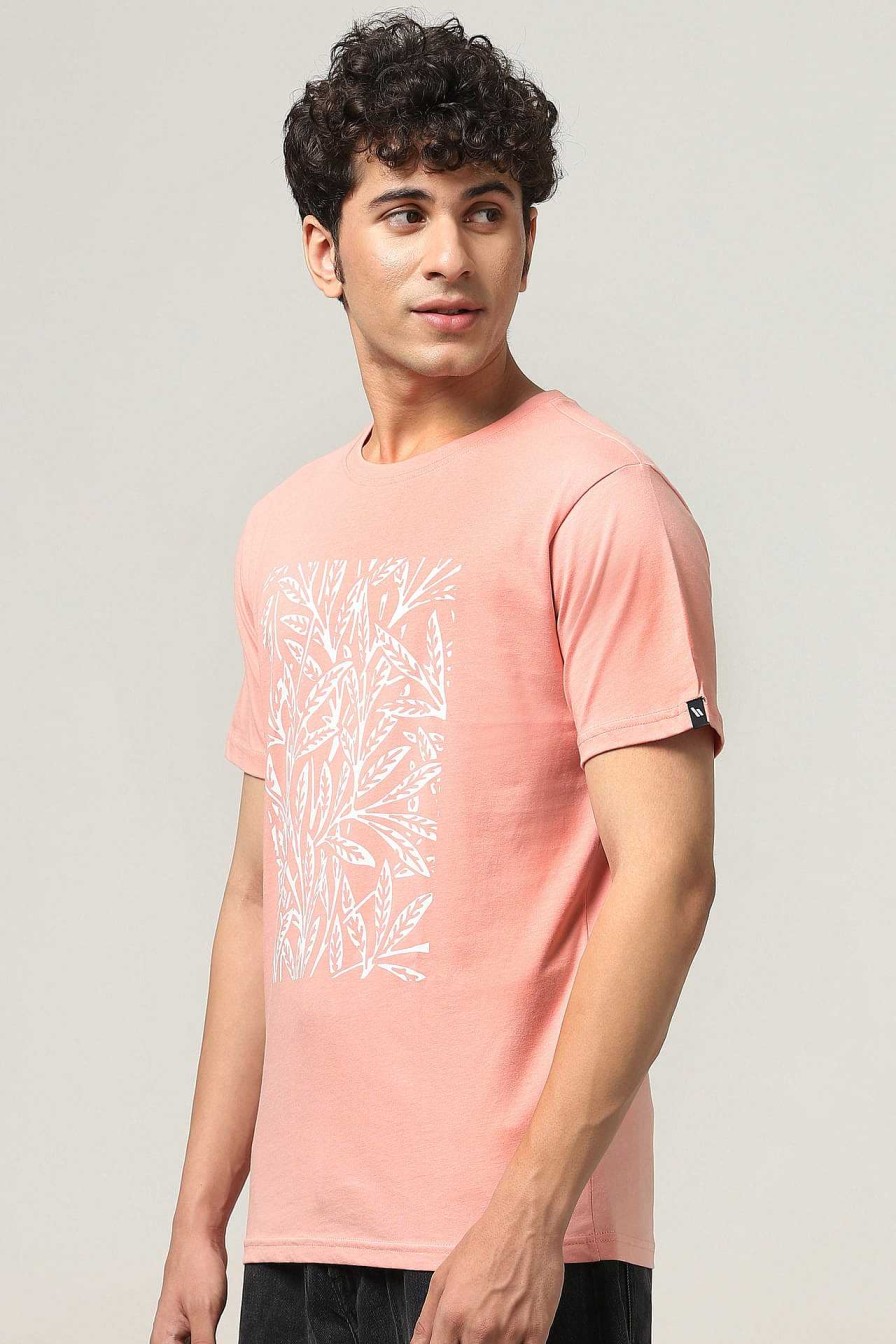 Admired Halfmoon | Peach Pink Printed T-Shirt