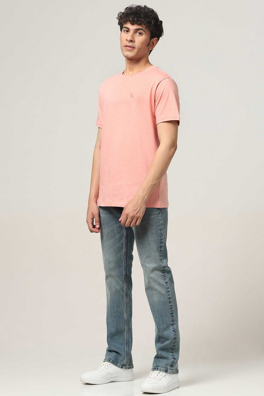 Admired Halfmoon | Peach Pink Solid T-Shirt