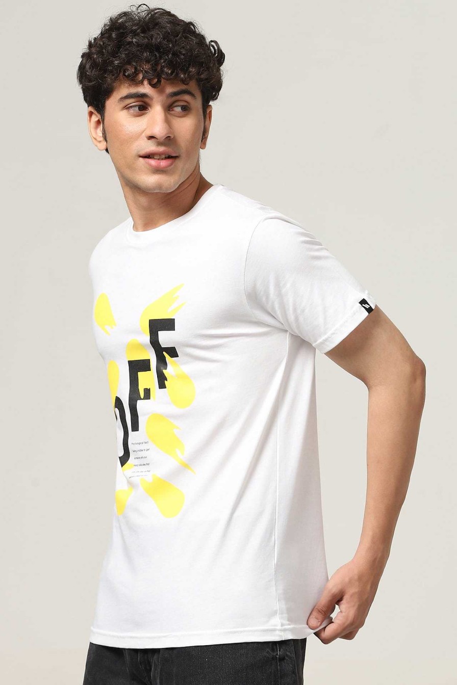 Top Wear Halfmoon | White Printed T-Shirt