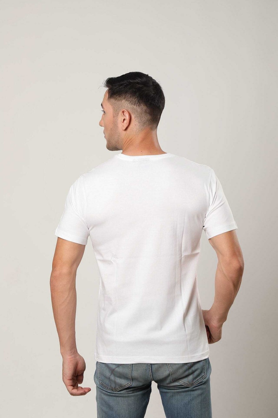 Peculiar Halfmoon | White Solid T-Shirt