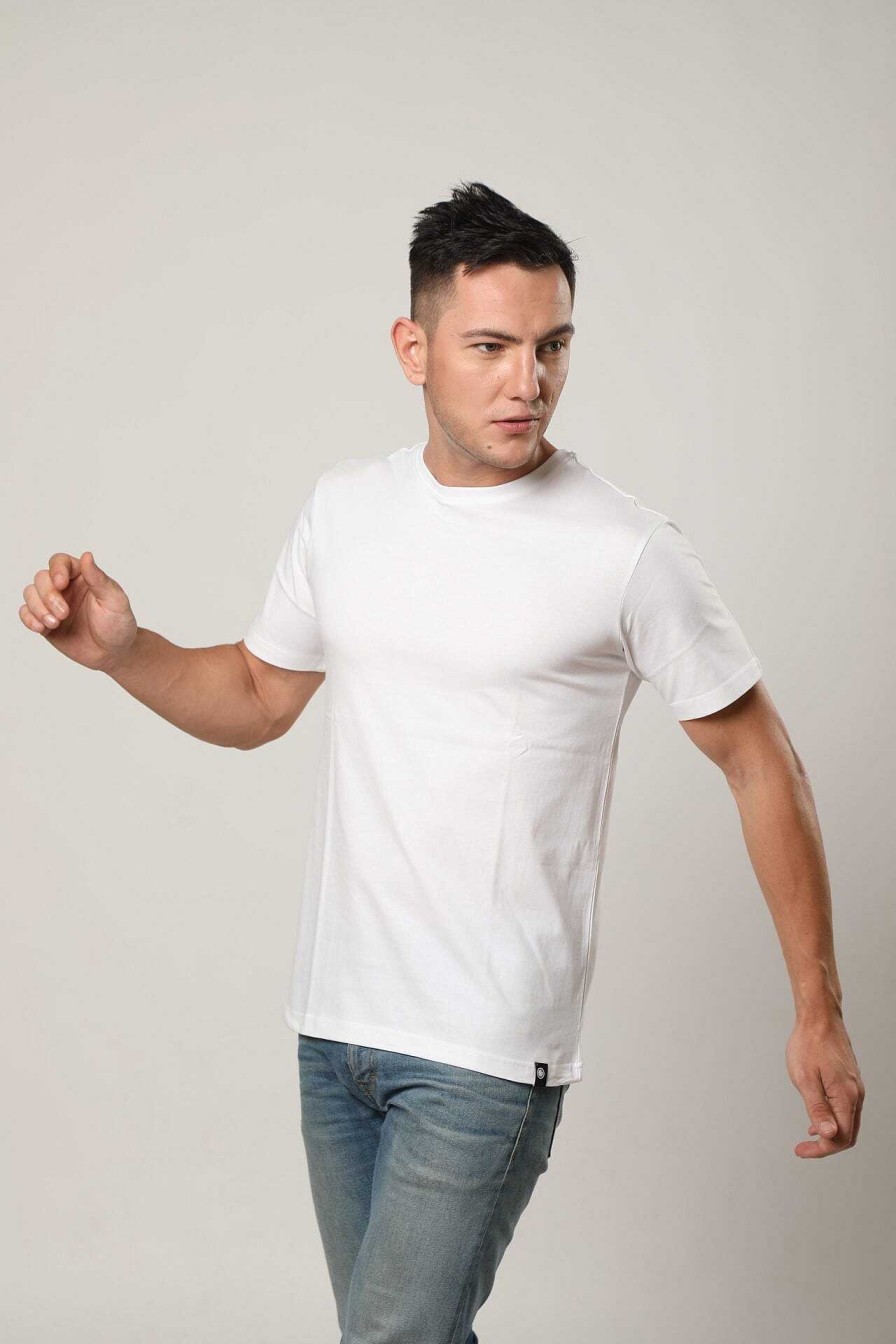 Admired Halfmoon | White Solid T-Shirt