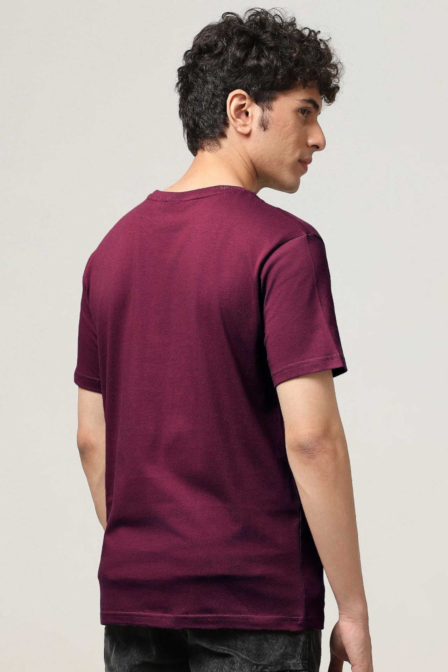 Top Wear Halfmoon | Maroon Solid T-Shirt