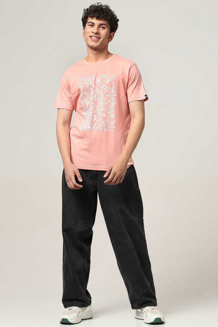 Premium Halfmoon | Peach Pink Printed T-Shirt