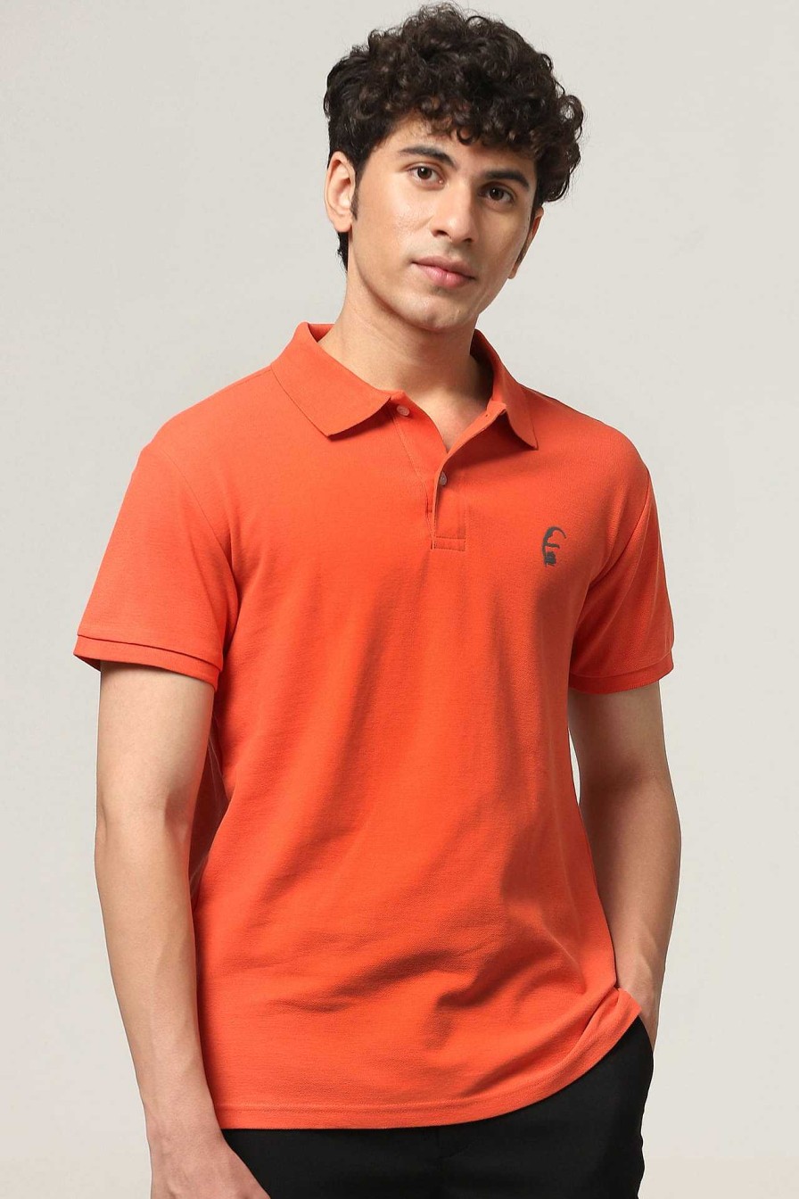 Peculiar Halfmoon | Knitted Orange Polo