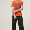 Admired Halfmoon | Orange Printed T-Shirt