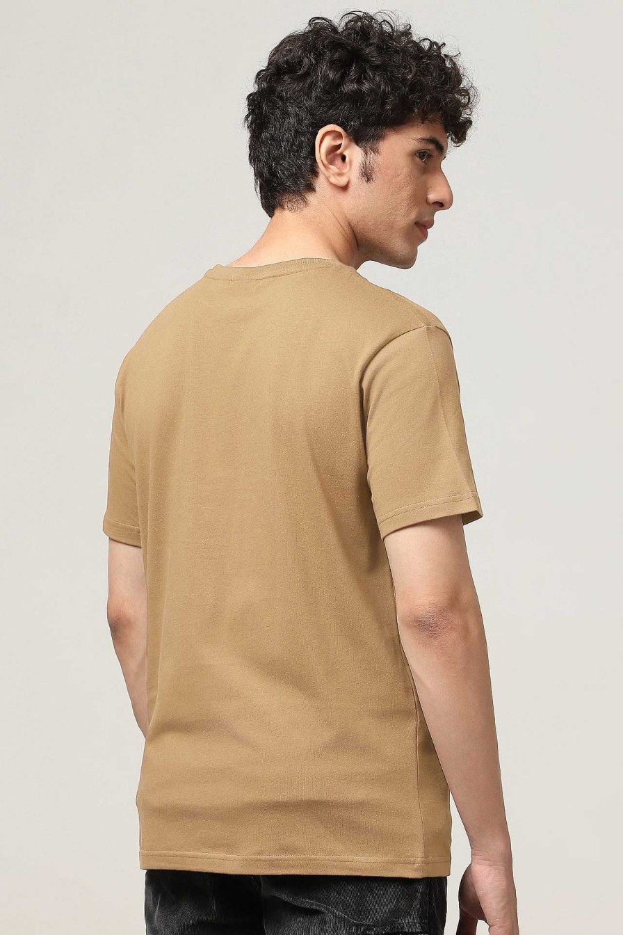 Admired Halfmoon | Beige Solid T-Shirt