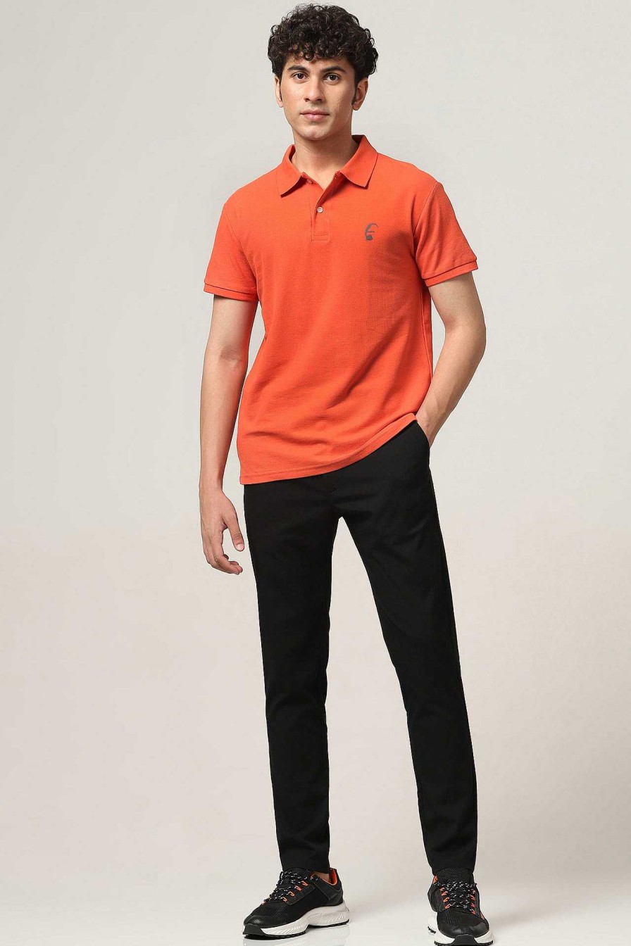 Top Wear Halfmoon | Knitted Orange Polo