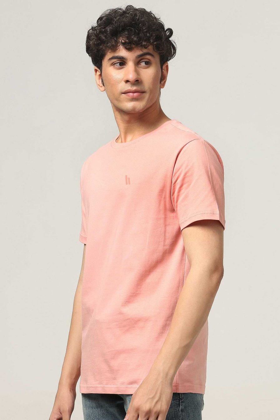 Peculiar Halfmoon | Peach Pink Solid T-Shirt