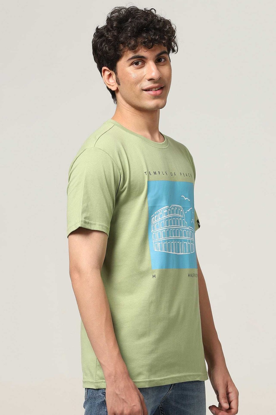 Top Wear Halfmoon | Sage Gn Printed T-Shirt