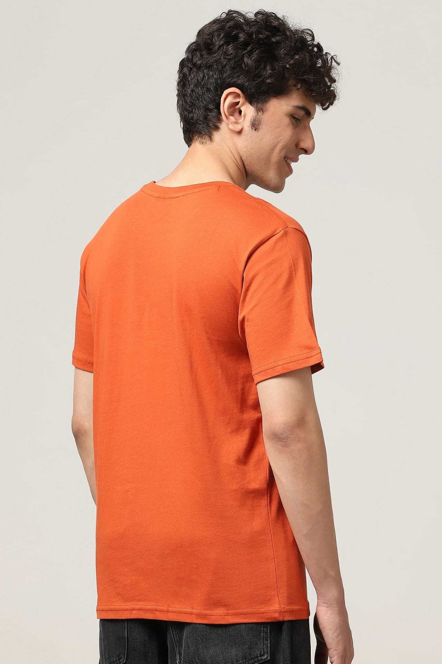 Top Wear Halfmoon | Orange Printed T-Shirt