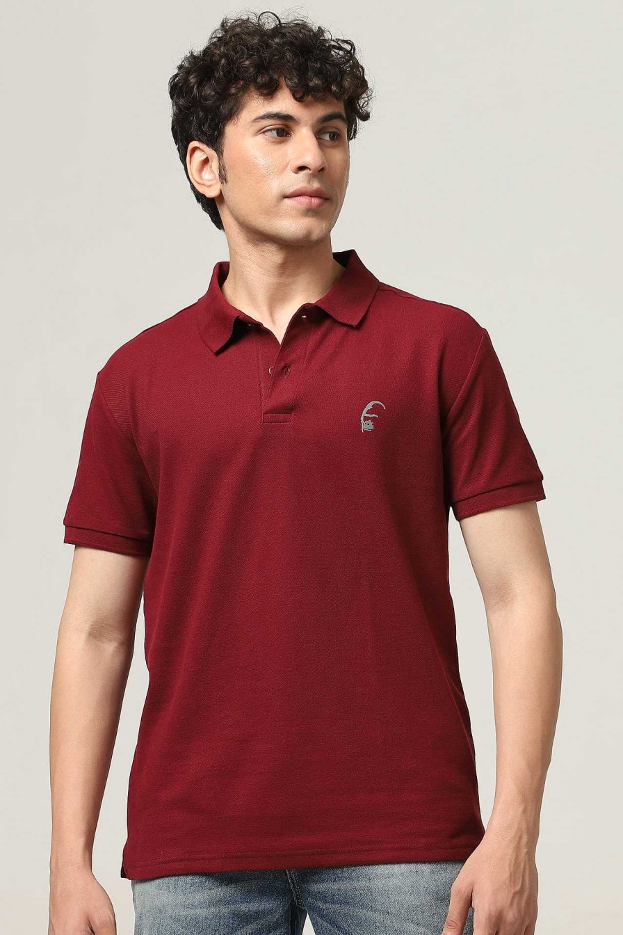 Peculiar Halfmoon | Knitted Maroon Polo