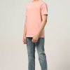 Top Wear Halfmoon | Peach Pink Solid T-Shirt