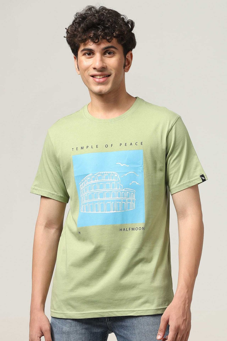 Top Wear Halfmoon | Sage Gn Printed T-Shirt