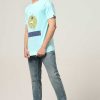 Admired Halfmoon | Aqua Printed T-Shirt