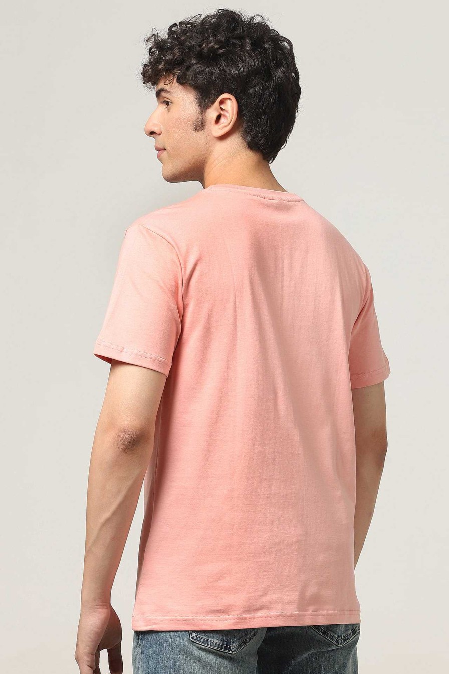 Top Wear Halfmoon | Peach Pink Solid T-Shirt